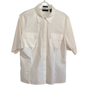 New York & Company City Stretch Double Pocket Blouse Size Large